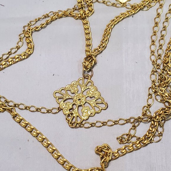 Bijou Multi-Layered Gold Cross Necklace: - Picture 7 of 9